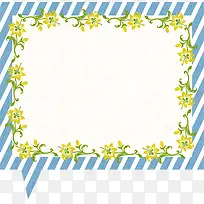 蓝色条纹花朵艺术对话框形边框