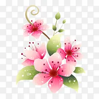 梦幻粉色花朵元素