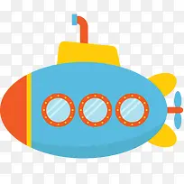 彩色潜水艇玩具插画