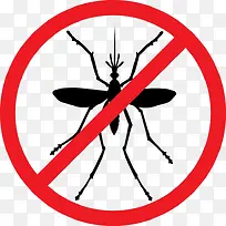 卡通简约红色禁止蚊子传染病毒图