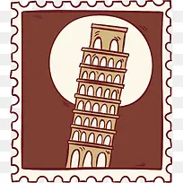 矢量图邮票上的比萨斜塔