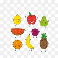 矢量彩色卡通拟人可爱水果