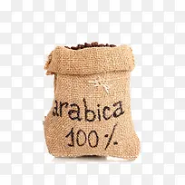 一麻袋里装满的阿拉比卡豆咖啡豆