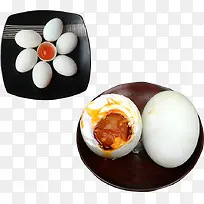 两盘土鸭蛋蛋黄熟食