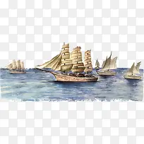 矢量手绘帆船