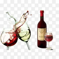 玻璃葡萄酒杯和葡萄酒组合