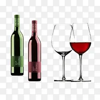 勃艮第红葡萄酒杯和红酒
