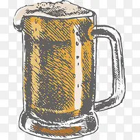 矢量图水彩啤酒杯