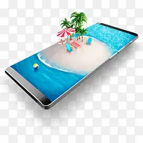 创意手机海边游泳池画面