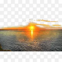 手绘海面升起的太阳
