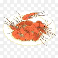 卡通盘子里的龙虾