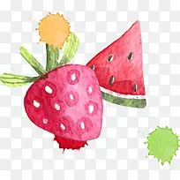 夏季水果手绘草莓西瓜