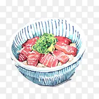 烤肉拌饭手绘画素材图片