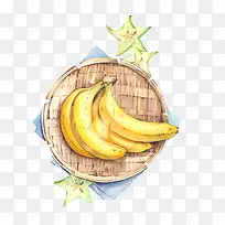 香蕉杨桃手绘画素材图片