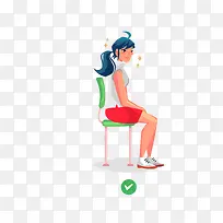 红灰色正确女性坐姿示例