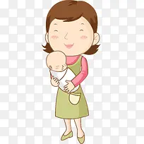 抱着宝宝的母亲卡通图
