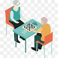 正在下棋的两个男士