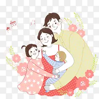 拥抱一家人