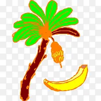 香蕉树香蕉手绘线描
