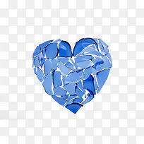 蓝色玻璃碎片拼接心形