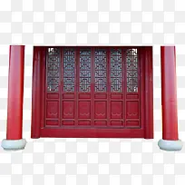带门柱的红色宫门