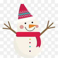 圣诞节戴帽子围巾的可爱雪人