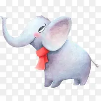水彩大象动物涂鸦插画