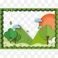 彩色创意植物画框元素