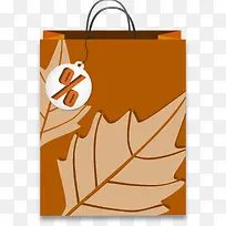 枫叶褐色矢量购物袋