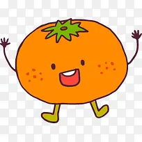 举起手的橙色橘子