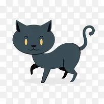 卡通黑色小猫矢量图