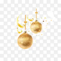 金黄色圣诞节吊球装饰