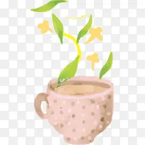 手绘茶叶绿茶叶子