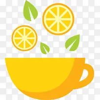 黄色扁平柠檬茶杯子