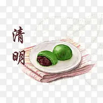 传统节日清明节吃青团插画