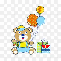 卡通可爱小熊生日氛围PNG素材