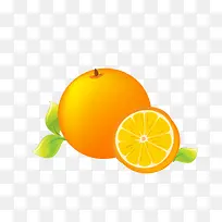 橙子绿叶PNG矢量