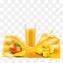 新鲜芒果和芒果汁矢量图
