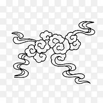 黑色祥云花纹简笔画