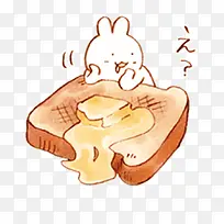 看着牛油面包的吃货兔子