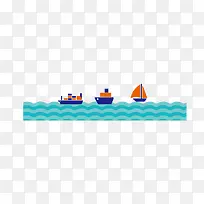 蓝色卡通海洋轮船