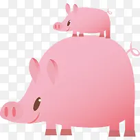 粉色小猪矢量图