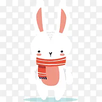 红色围巾的可爱白兔