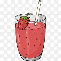 新鲜草莓汁矢量插画