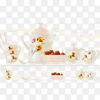 精美的茶具和草莓