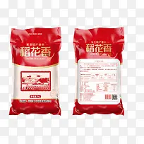 红色主题袋装稻花香大米设计