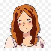 插画风女性脸红表情