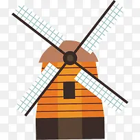 矢量图具有荷兰风情的风车屋