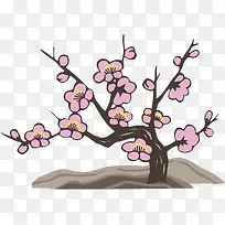 手绘梅花梅树