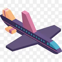 紫色立体飞机元素